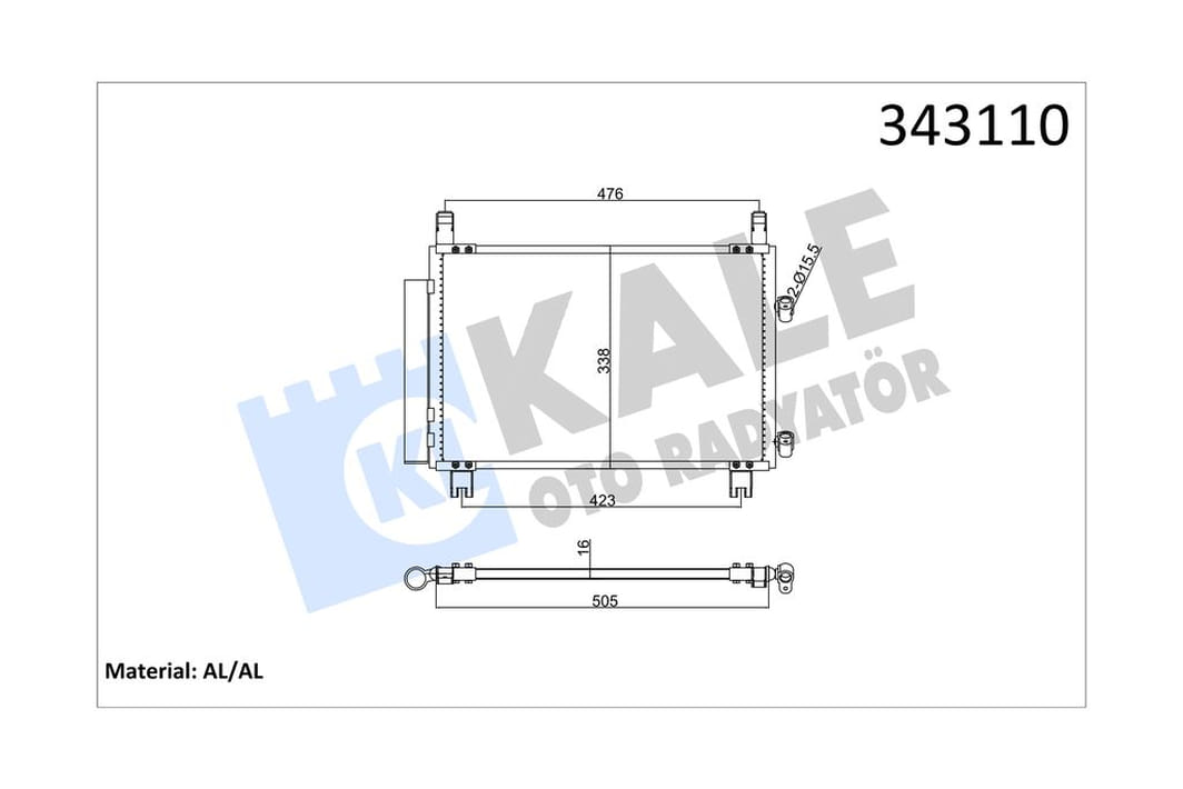 Радиатор кондиционера Daihutsu Charade - Toyota Yaris Condenser (343110) KALE OT